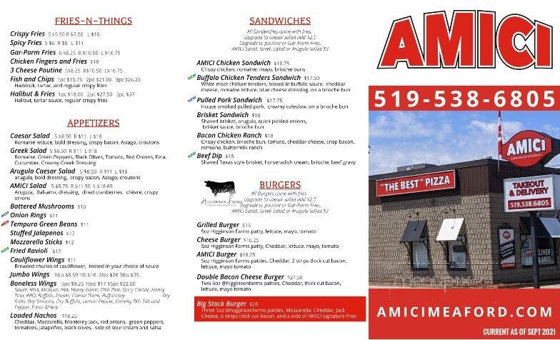 Amici Pizzeria and Family Restaurant - Meaford, ON menu_pic