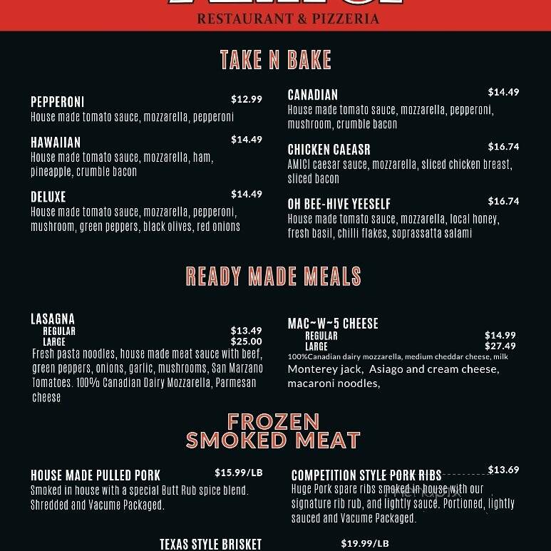 Amici Pizzeria and Family Restaurant - Meaford, ON menu_pic