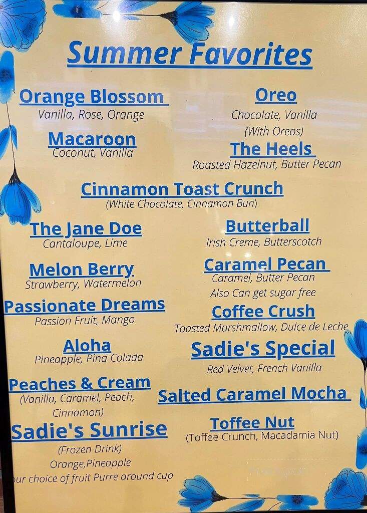 Sadie's Coffee Corner - Henderson, NC menu_pic