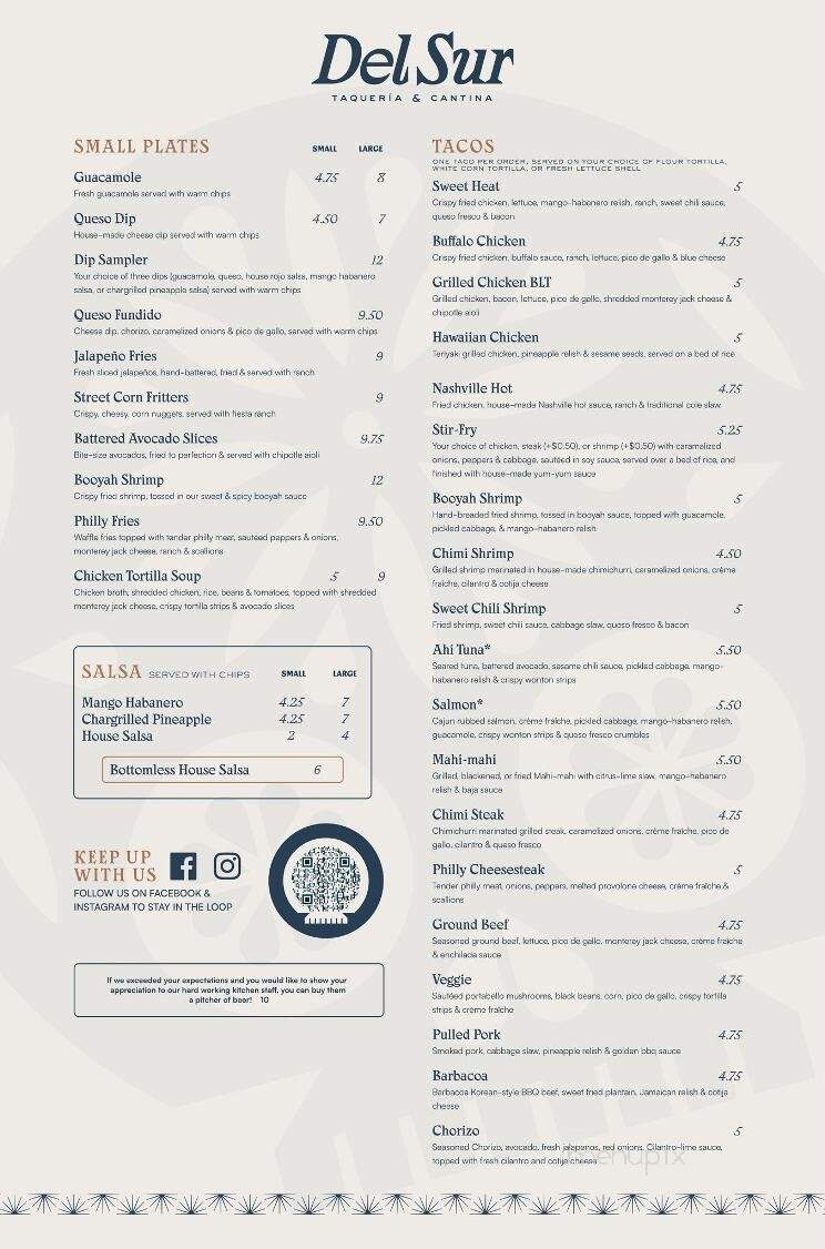 Del Sur - Pooler, GA menu_pic