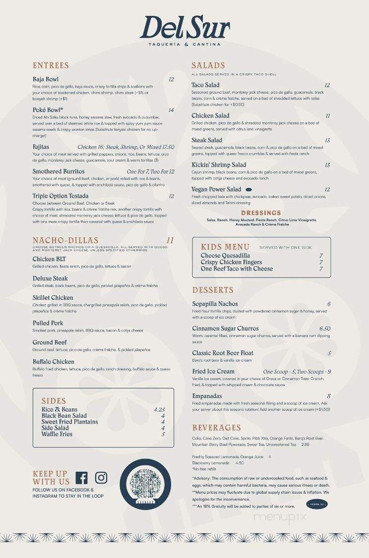 Del Sur - Pooler, GA menu_pic