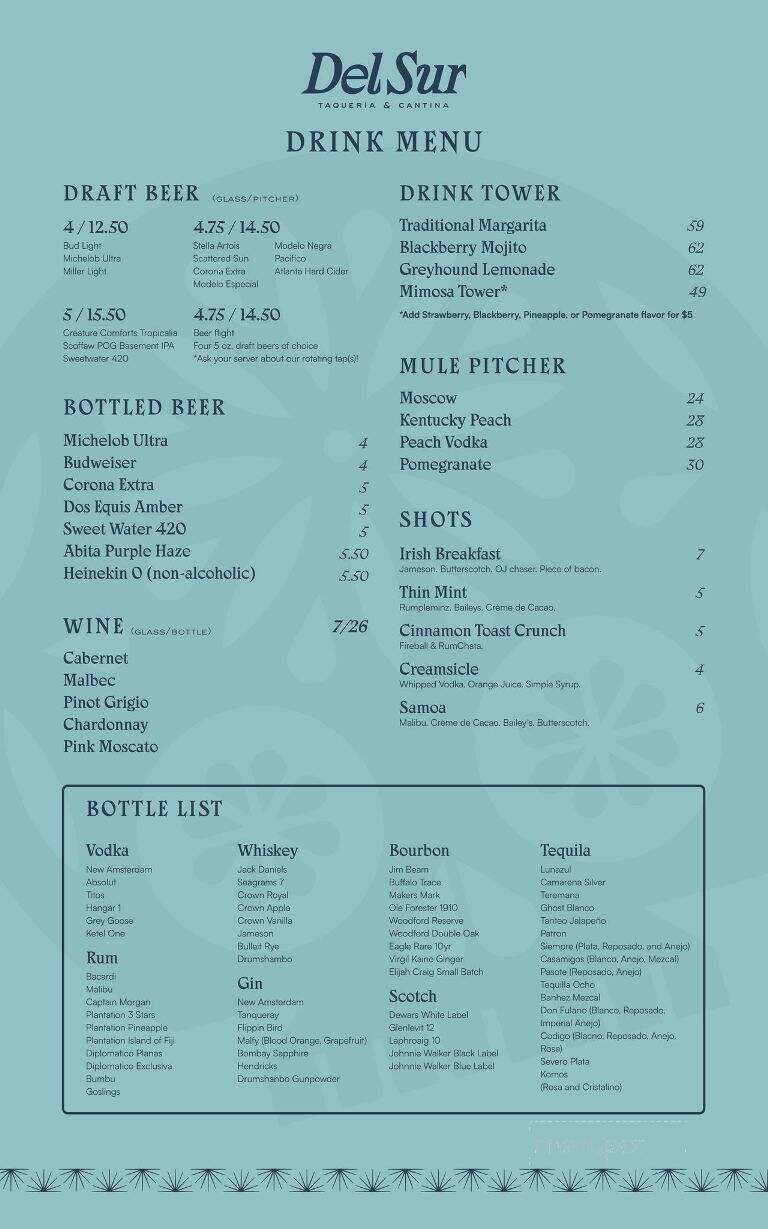 Del Sur - Pooler, GA menu_pic