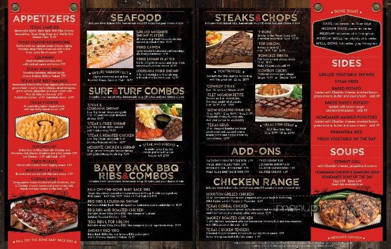 Texas Corral - Stevensville, MI menu_pic