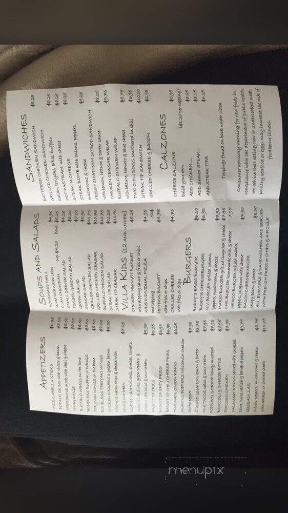 Buddy's Union Villa - North Easton, MA menu_pic