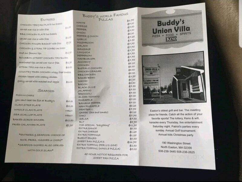Buddy's Union Villa - North Easton, MA menu_pic