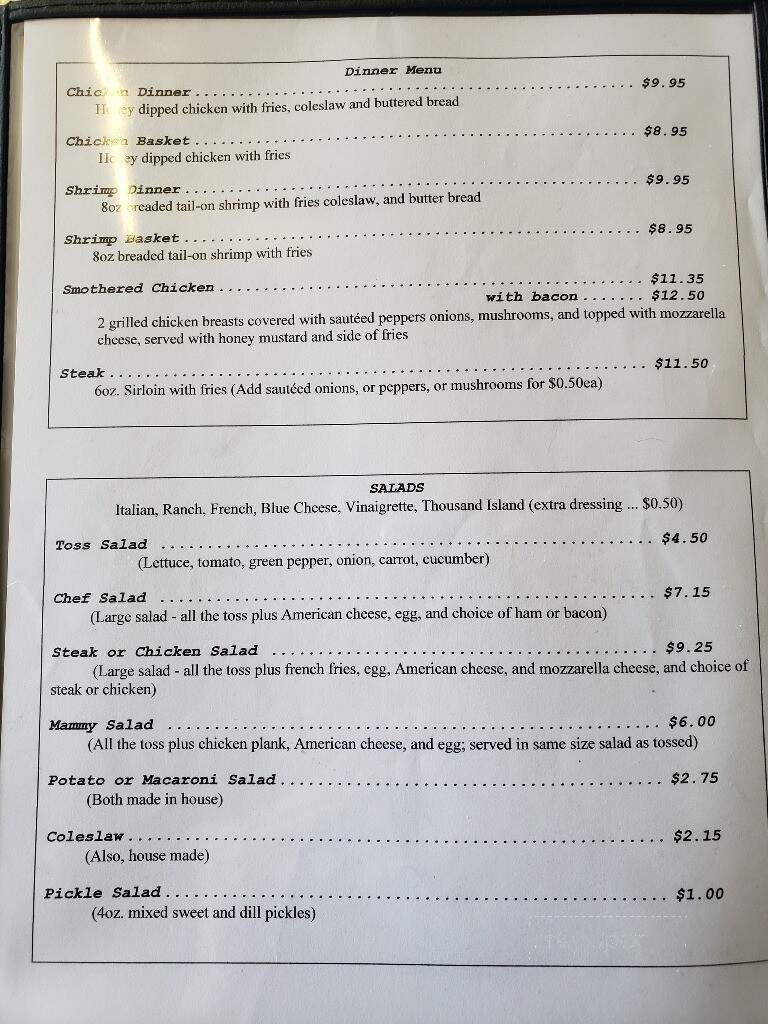 Donges Drive-In - Meyersdale, PA menu_pic