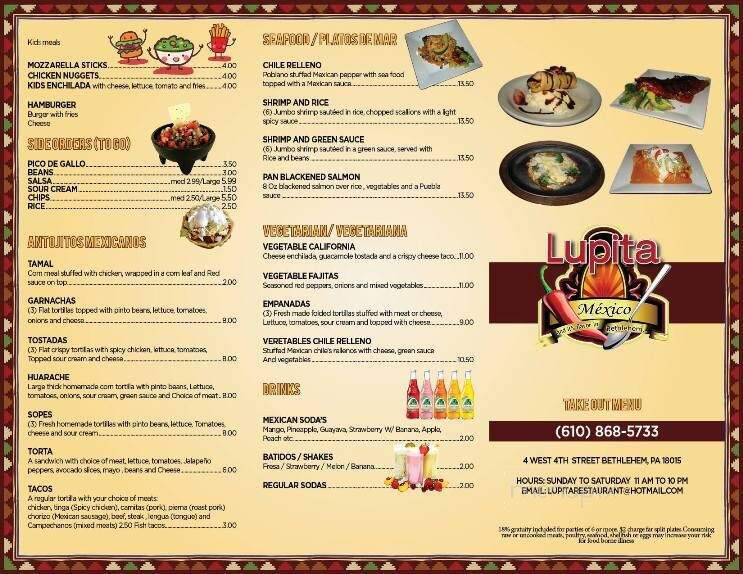 La Lupita - Bethlehem, PA menu_pic
