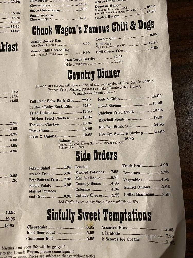 Chuck Wagon Cafe - Corona, CA menu_pic