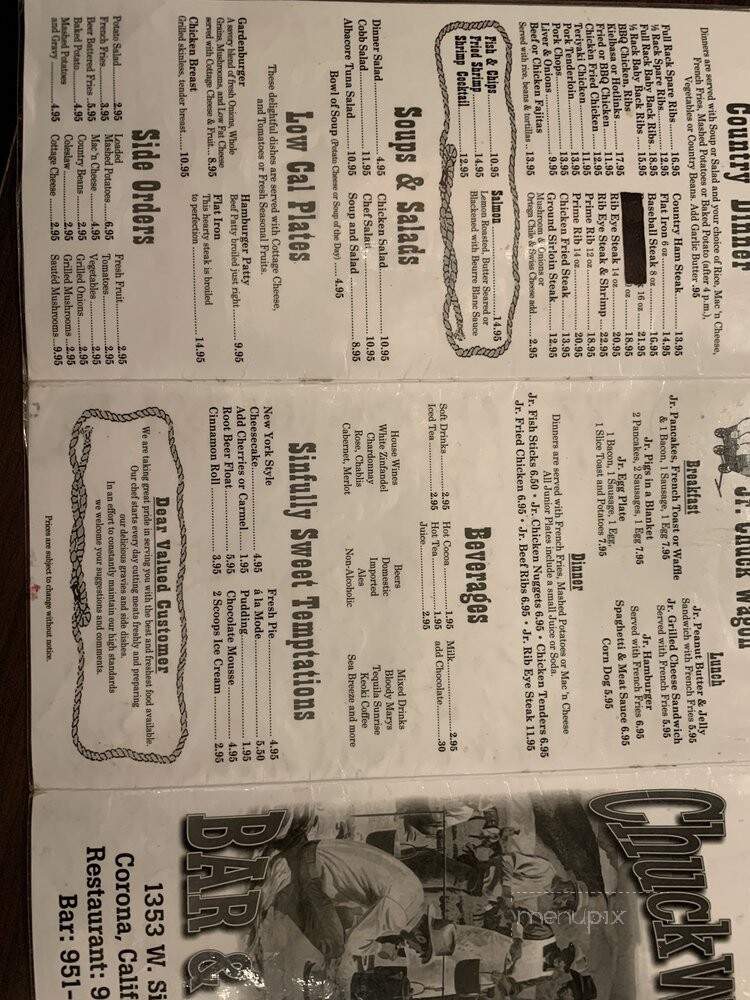 Chuck Wagon Cafe - Corona, CA menu_pic