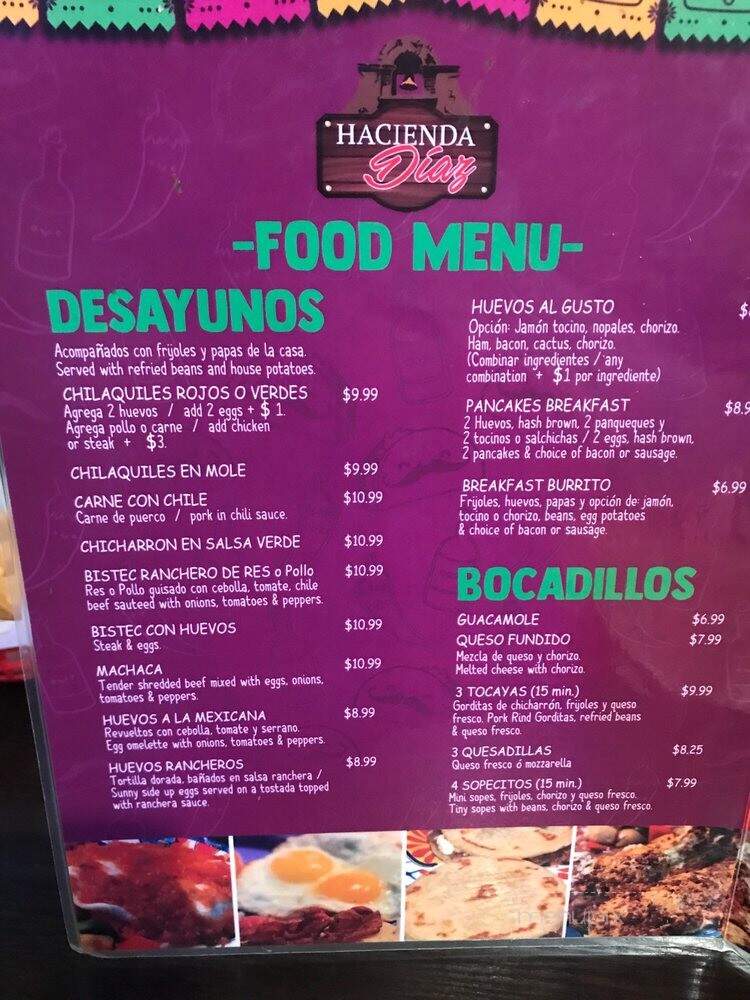 Hacienda Diaz - West Covina, CA menu_pic