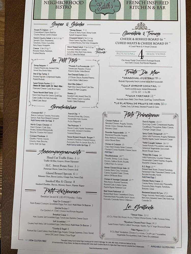 Edith's Neighborhood Bistro - Richardson, TX menu_pic