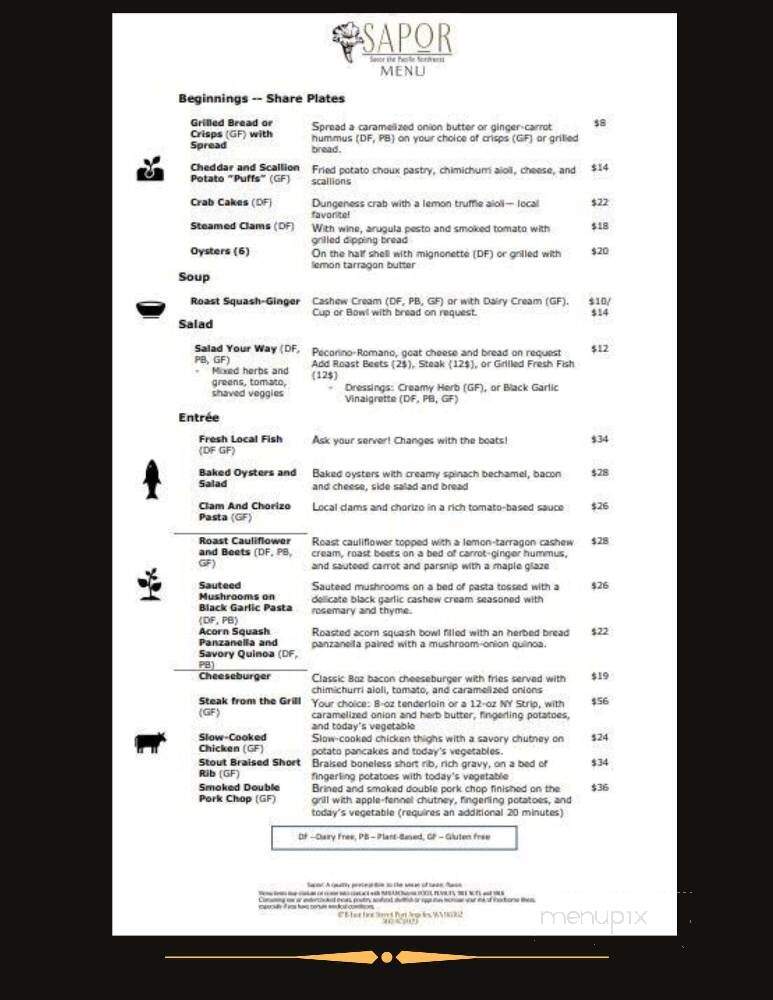 Sapor - Port Angeles, WA menu_pic