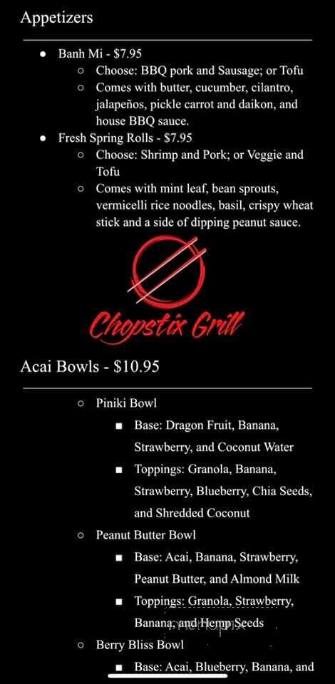 Chopstix Grill - Hillsboro, OR menu_pic