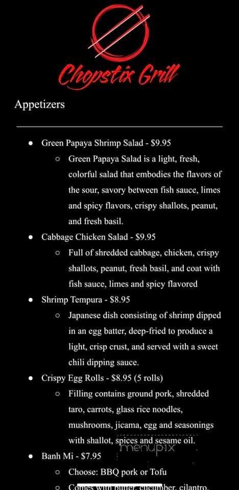 Chopstix Grill - Hillsboro, OR menu_pic