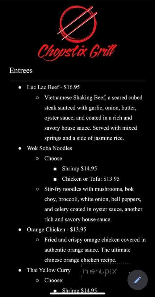 Chopstix Grill - Hillsboro, OR menu_pic