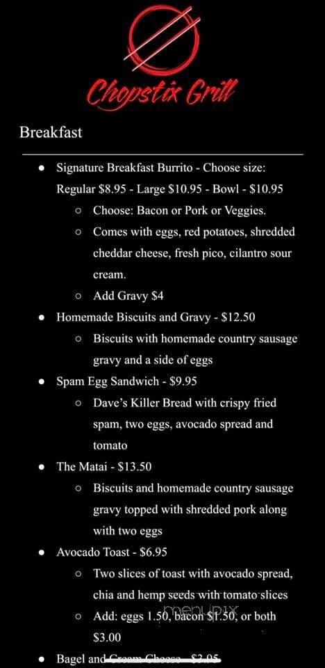 Chopstix Grill - Hillsboro, OR menu_pic