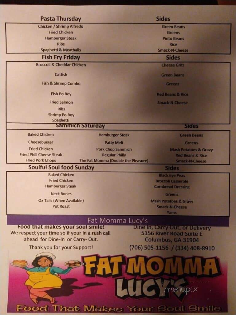 Fat Momma Lucy's - Columbus, GA menu_pic