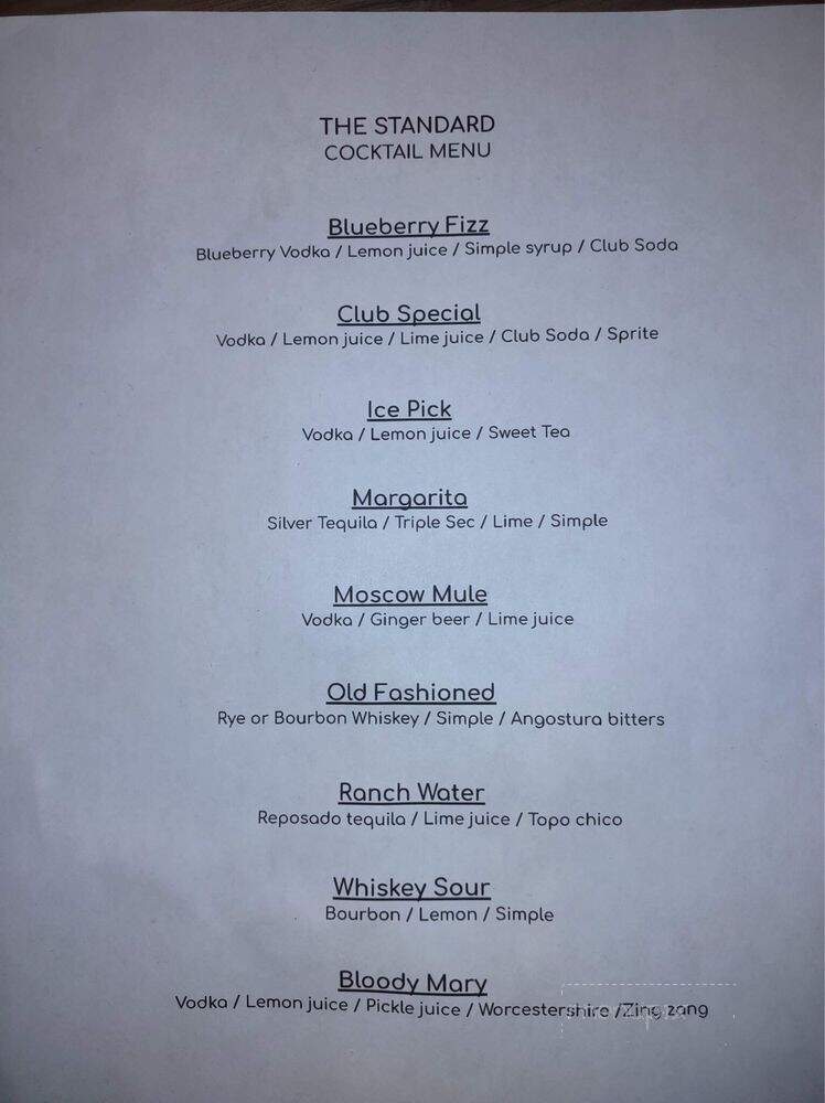 The Standard - Norman, OK menu_pic