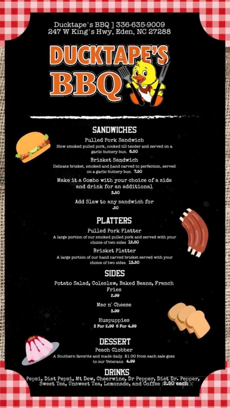 Ducktape's BBQ - Eden, NC menu_pic