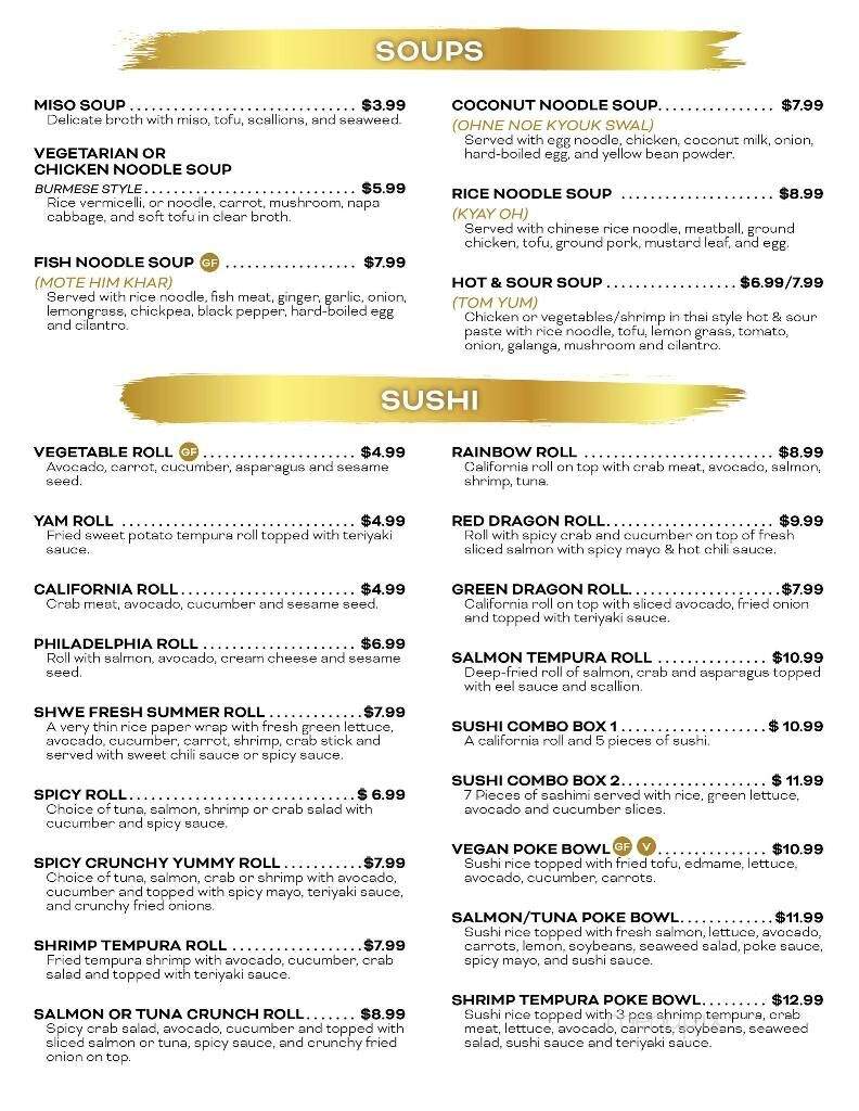 SHWE Burmese Restaurant - Rensselaer, NY menu_pic