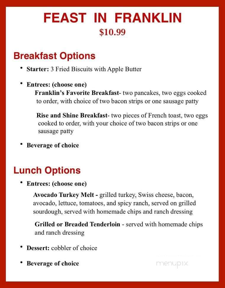 Ann's Restaurant - Franklin, IN menu_pic