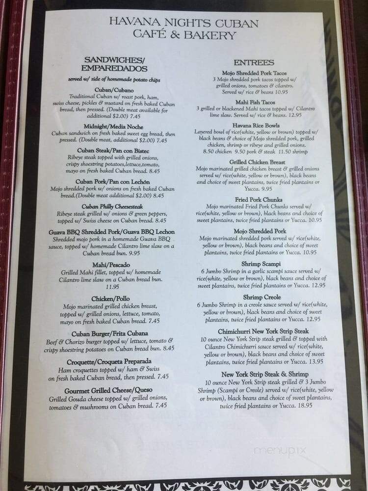 Havana Nights Cuban Cafe & Bakery - Lake Placid, FL menu_pic