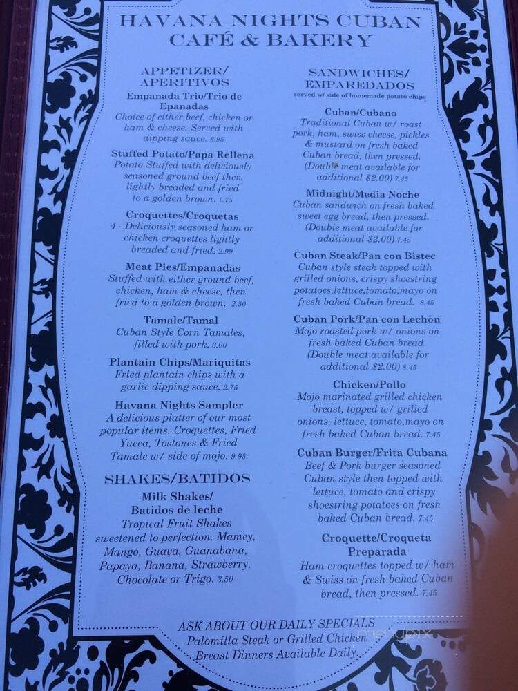 Havana Nights Cuban Cafe & Bakery - Lake Placid, FL menu_pic