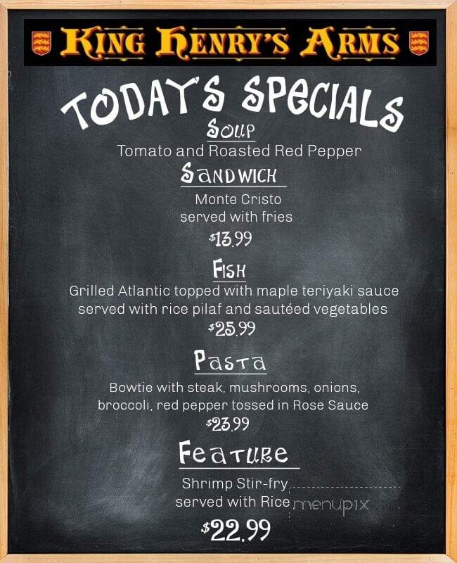 king Henry's Arms - Richmond Hill, ON menu_pic