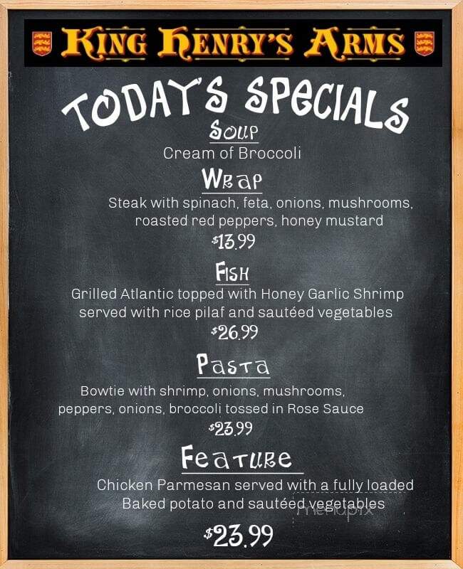 king Henry's Arms - Richmond Hill, ON menu_pic