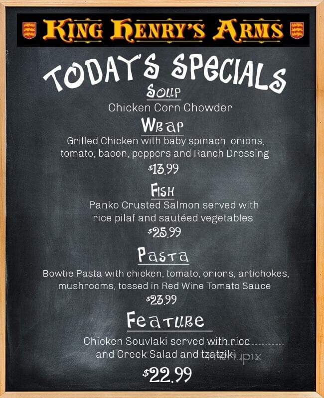 king Henry's Arms - Richmond Hill, ON menu_pic