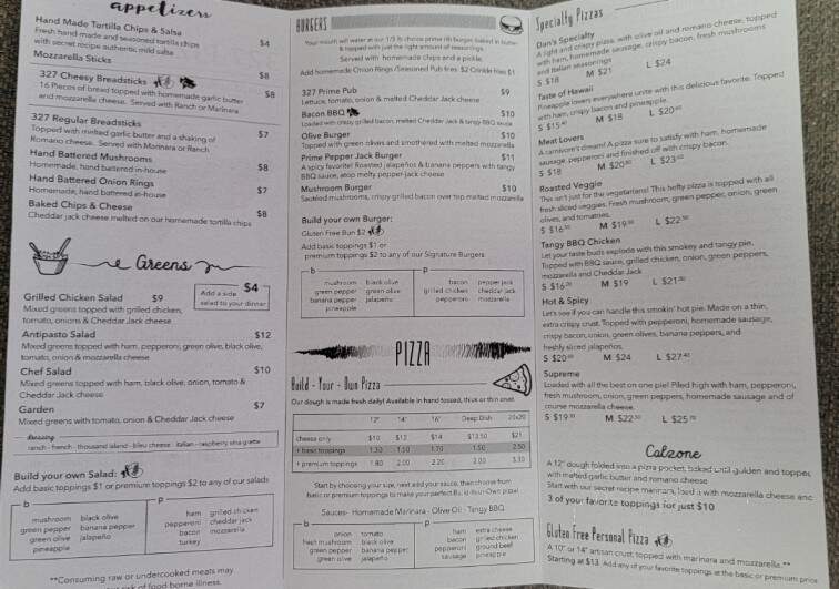 327 Pizza and Pub - Coopersville, MI menu_pic