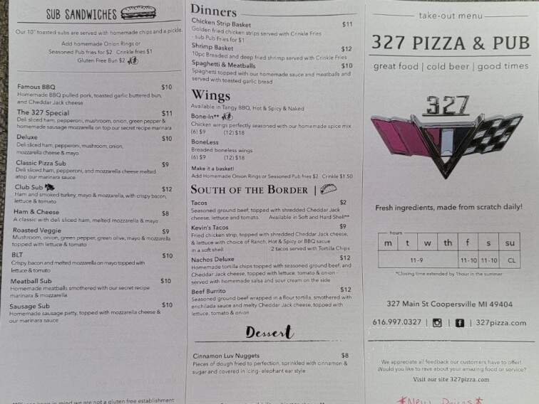 327 Pizza and Pub - Coopersville, MI menu_pic