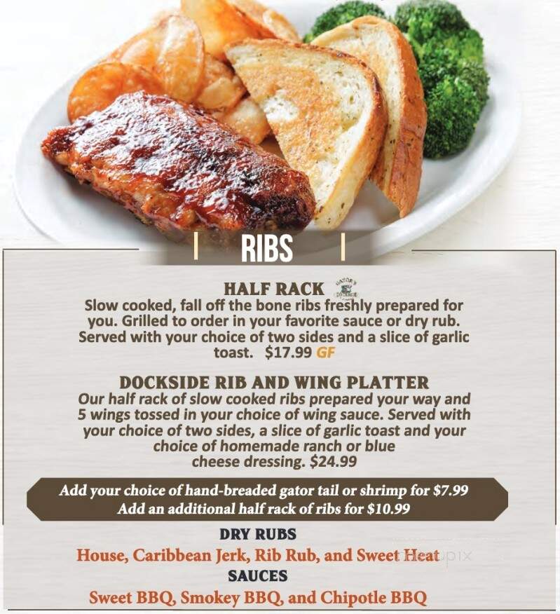 Gator's Dockside - St Johns, FL menu_pic