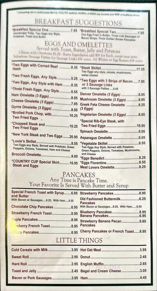 Country Cup Restaurant - Countryside, IL menu_pic