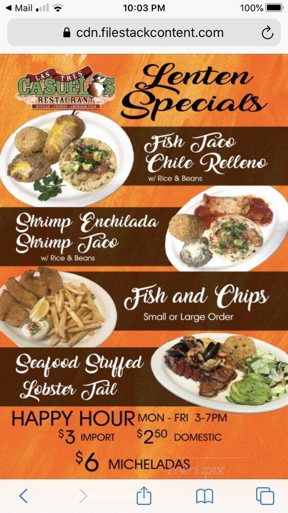 Las Tres Casuelas - Kingsburg, CA menu_pic