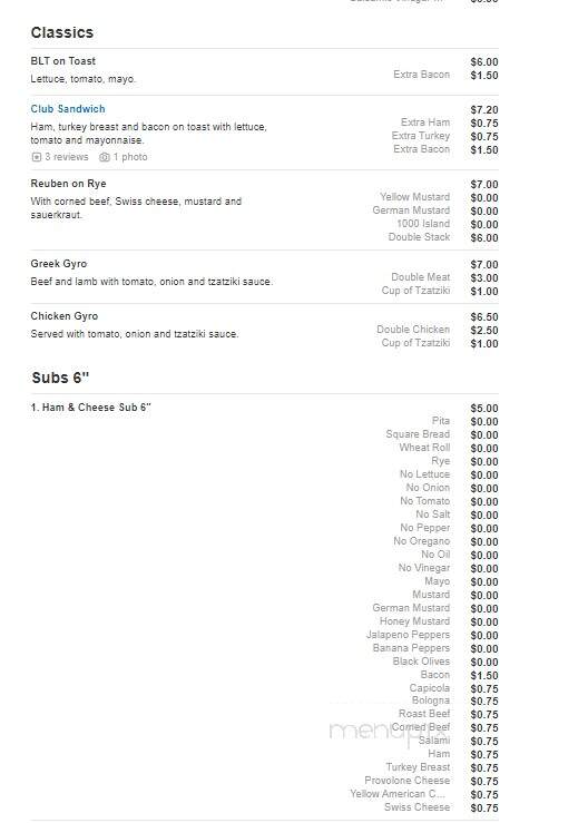 Steves's Subs and Salads - Jacksonville, NC menu_pic