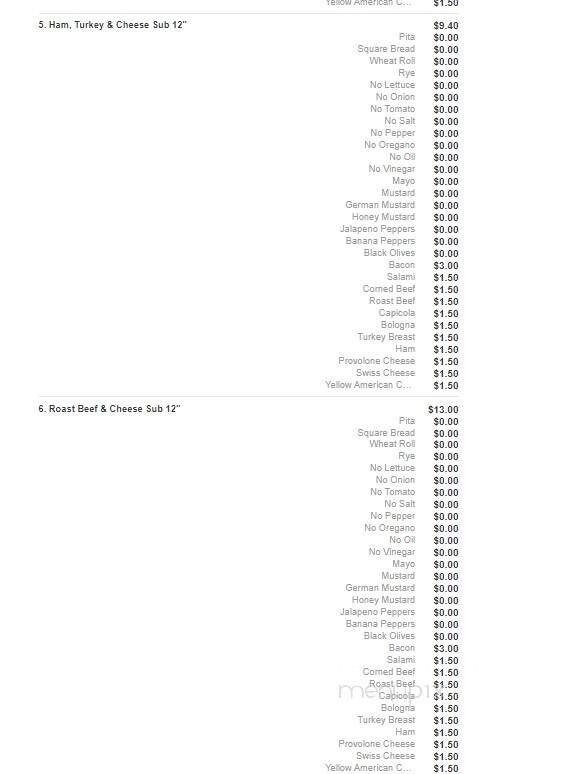 Steves's Subs and Salads - Jacksonville, NC menu_pic
