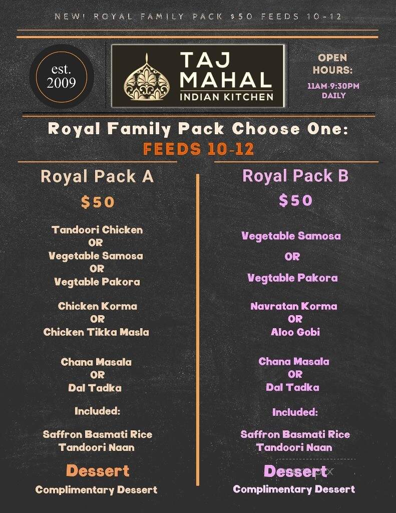 Taj Mahal India Kitchen Conway - Conway, AR menu_pic