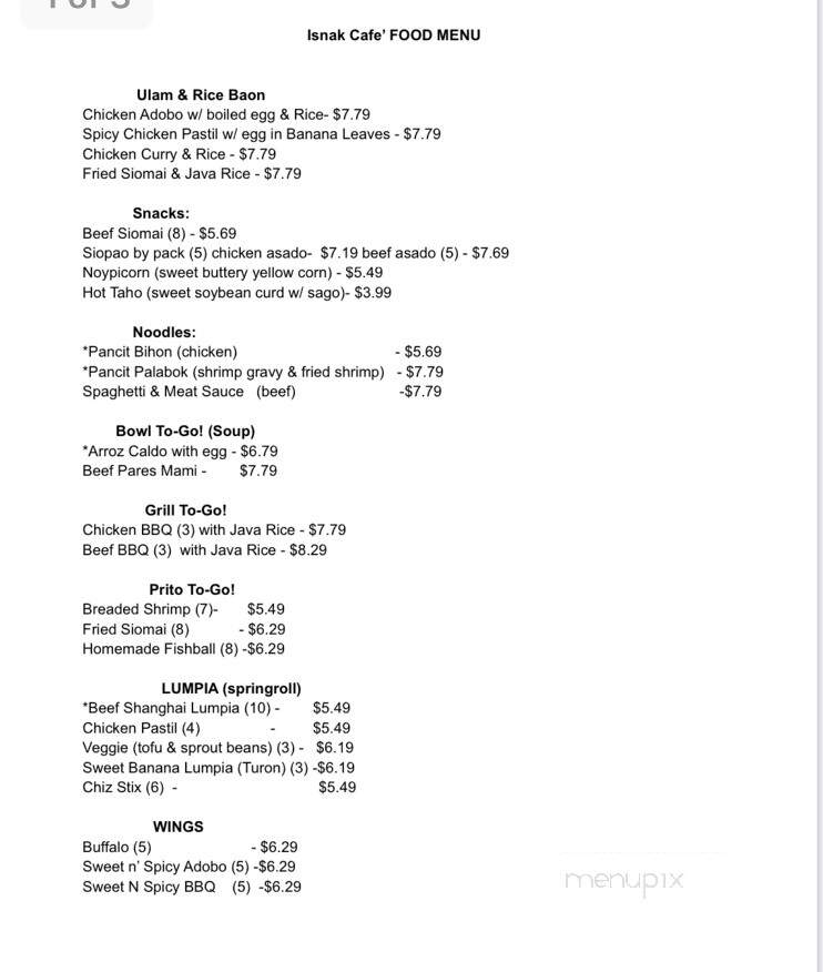 Isnak Cafe - Katy, TX menu_pic