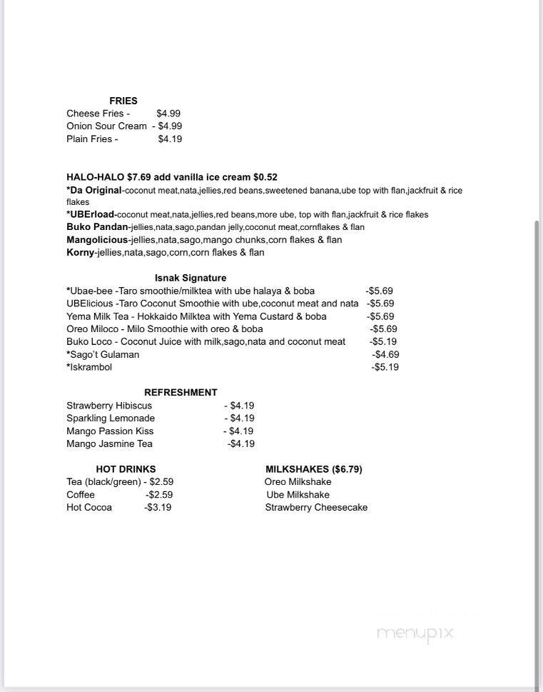 Isnak Cafe - Katy, TX menu_pic