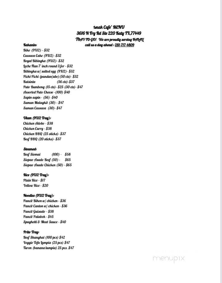 Isnak Cafe - Katy, TX menu_pic
