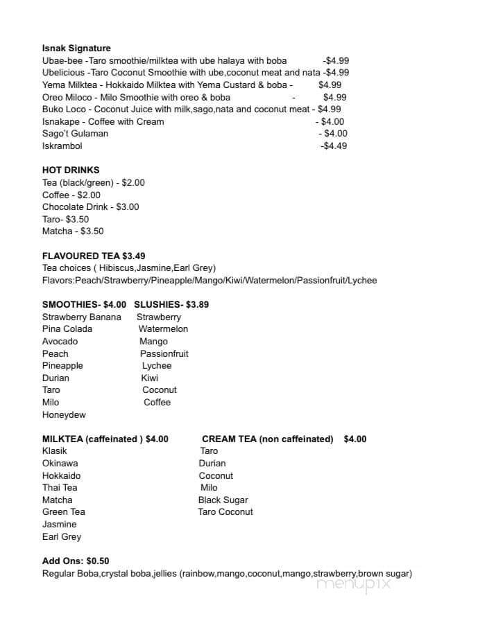 Isnak Cafe - Katy, TX menu_pic