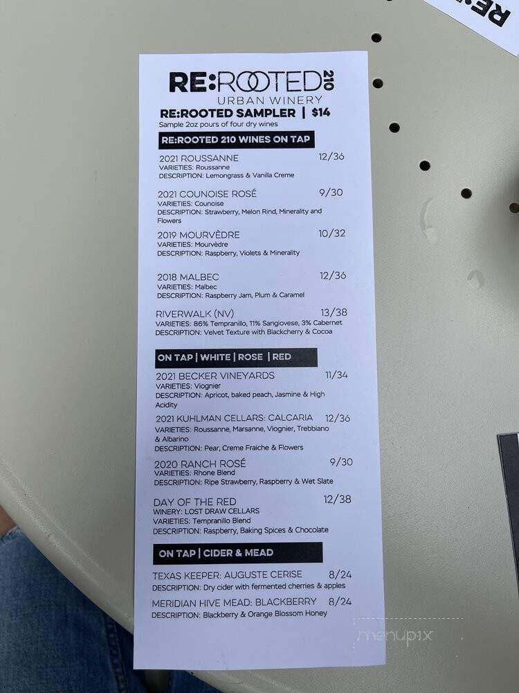 ReRooted 210 - San Antonio, TX menu_pic