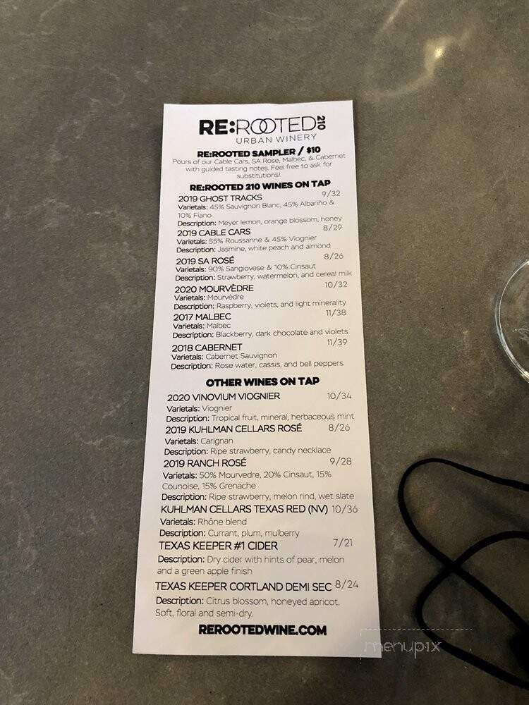 ReRooted 210 - San Antonio, TX menu_pic