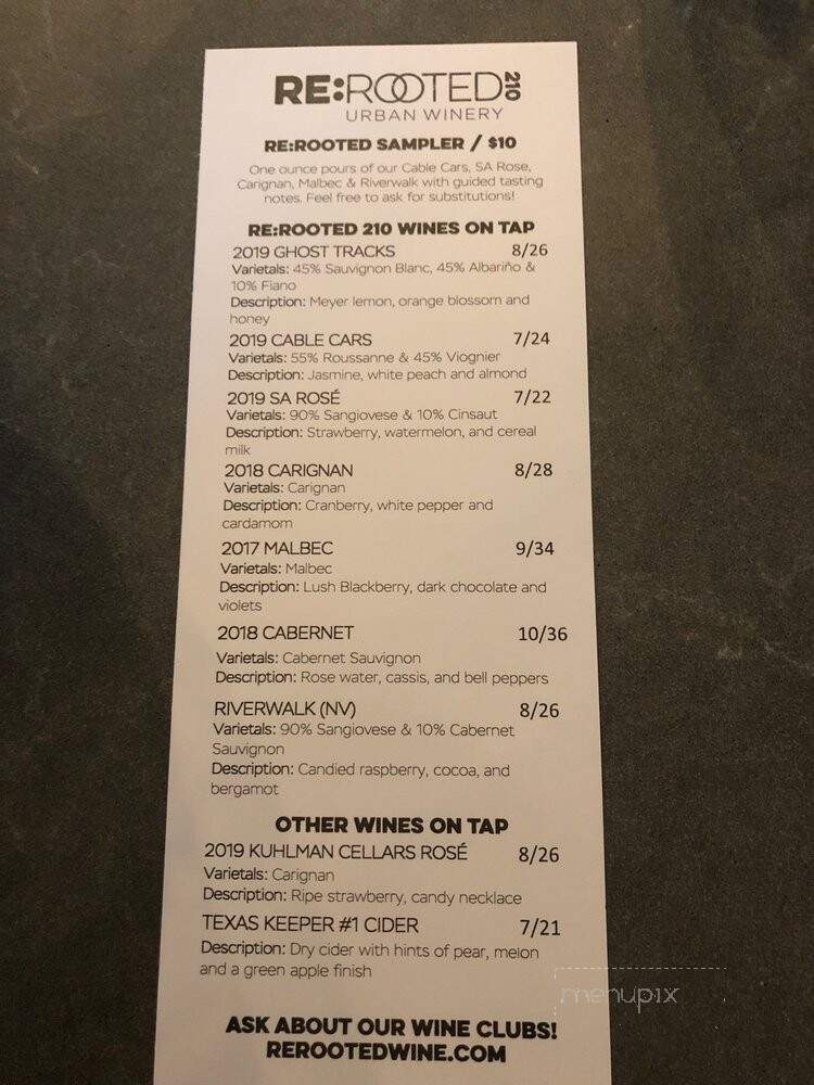 ReRooted 210 - San Antonio, TX menu_pic