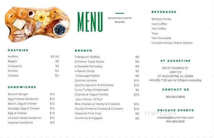 Ancient City Brunch Bar - St. Augustine, FL menu_pic
