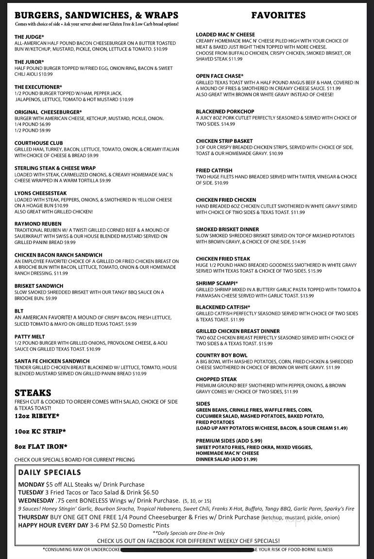 County Seat Bar & Grill - Lyons, KS menu_pic