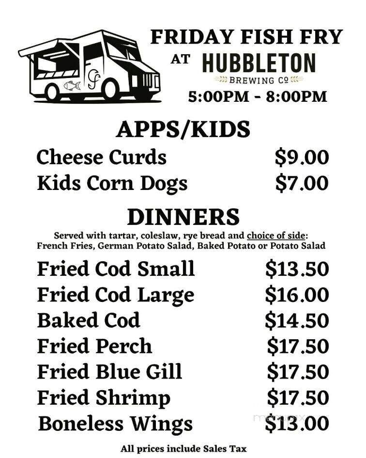 Hubbleton Brewing Company - Waterloo, WI menu_pic