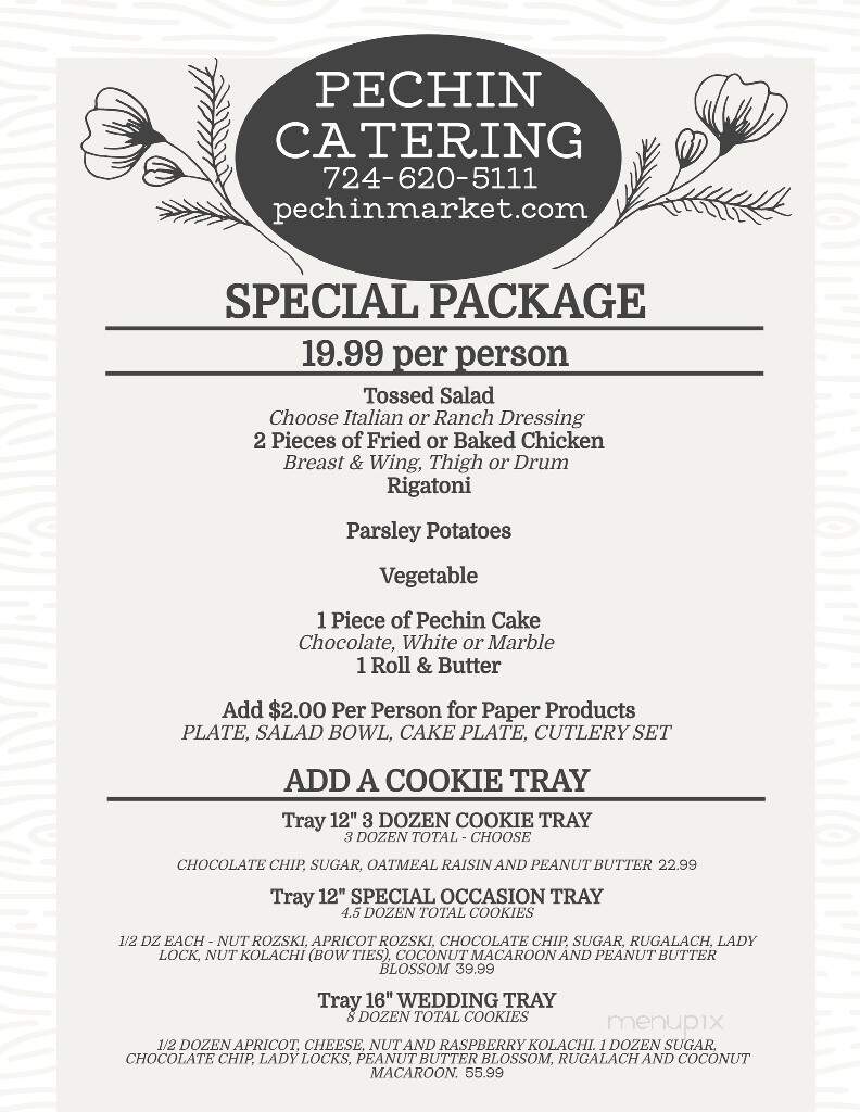 Pechin Bakery - Connellsville, PA menu_pic