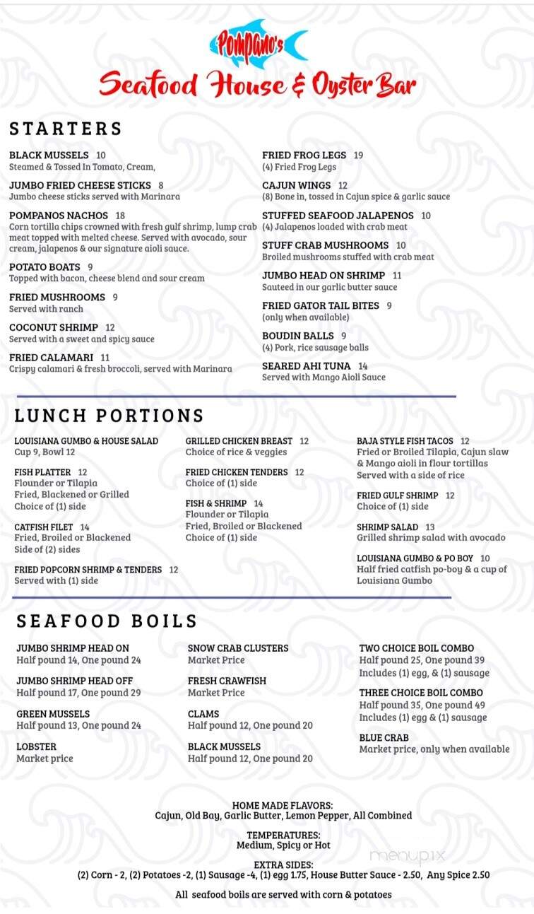 Pompano's Seafood House - Corpus Christi, TX menu_pic